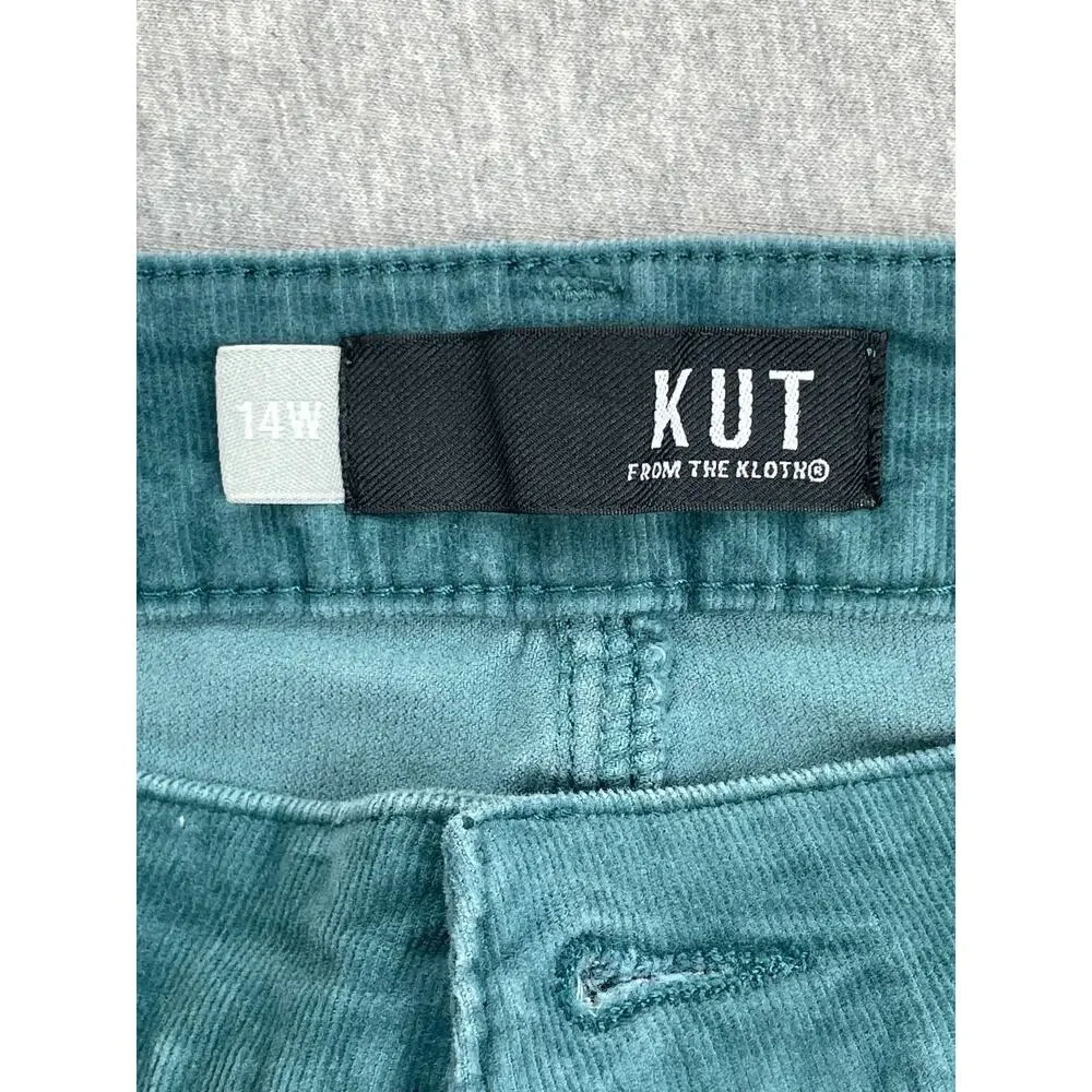 Kut From The Kloth Pants Women 14W Green Corduroy Stretch High-Rise Diana Skinny